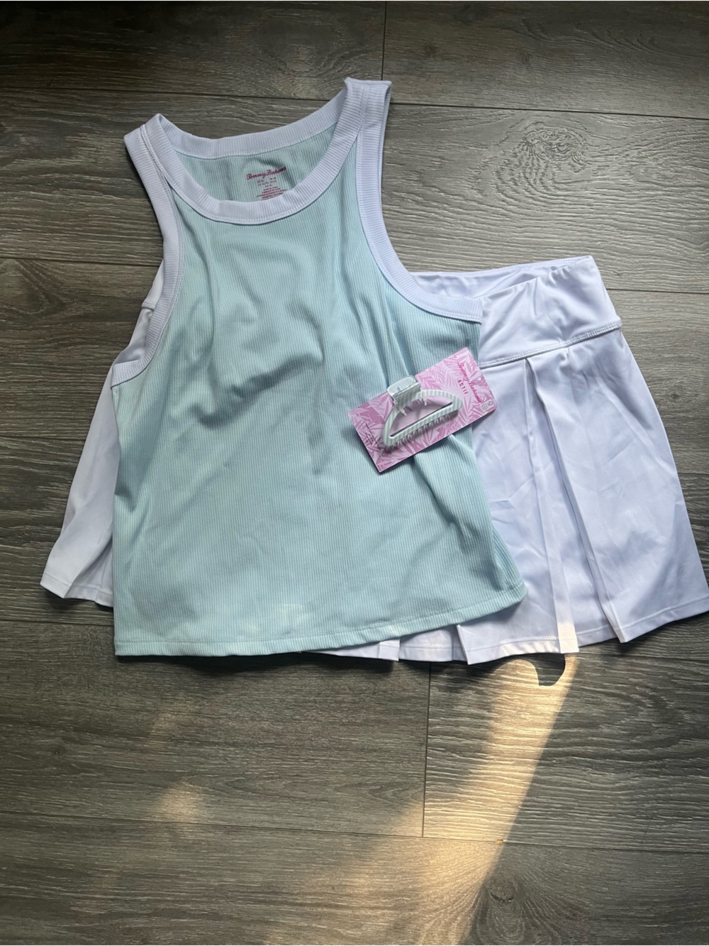 NEW 3 Piece Tommy Bahama Active Set Blue Green White Tank Tennis Skort Preppy XL